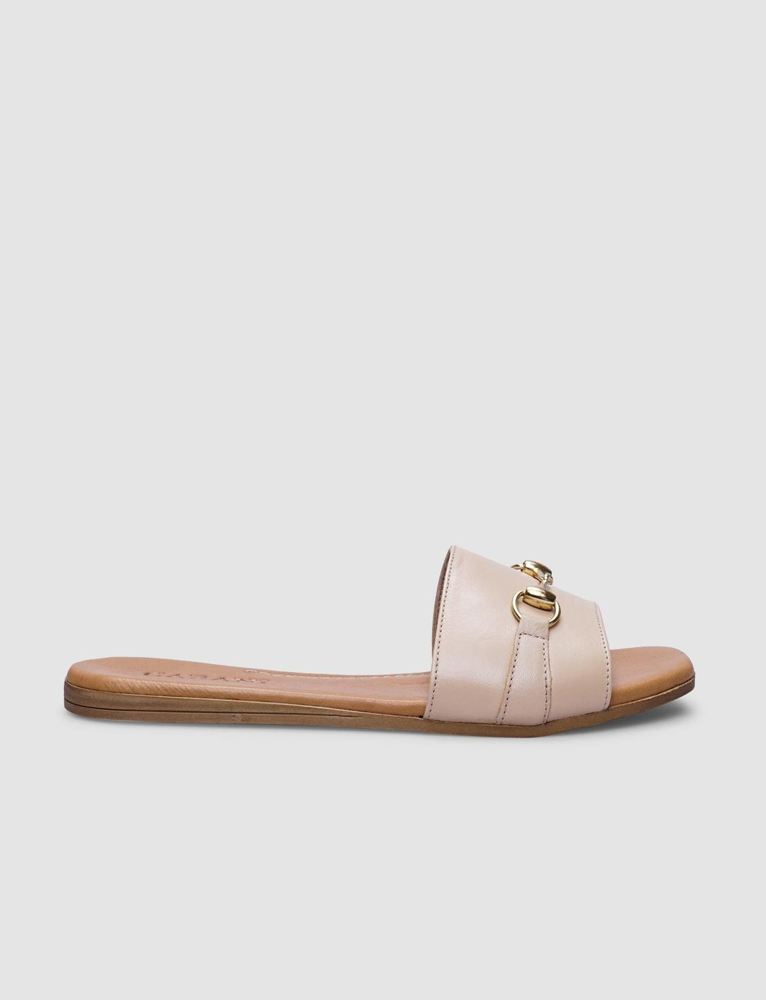 Hakiki Deri Bej Kadın Terlik