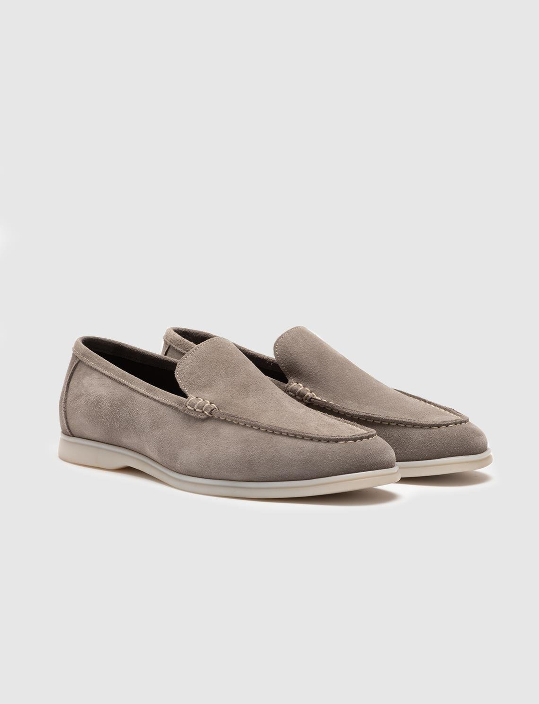 Men Beige Genuine Leather Suede Slip On Casual Shoes