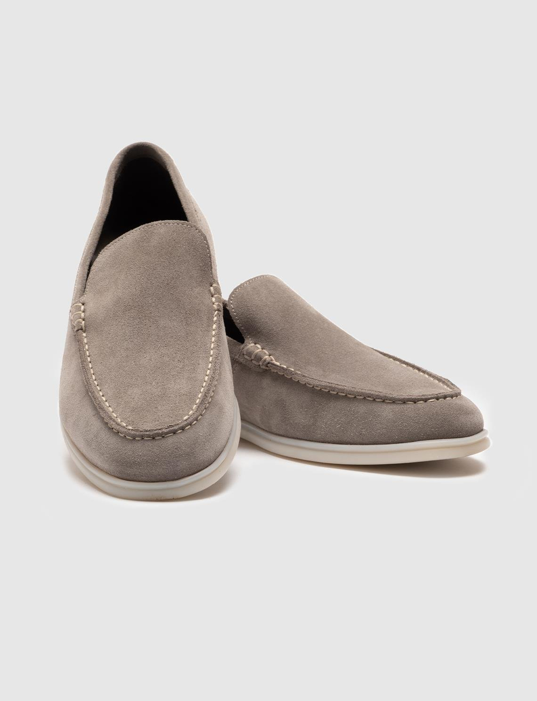Men Beige Genuine Leather Suede Slip On Casual Shoes