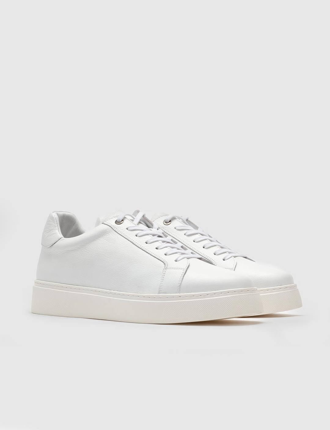 Hakiki Deri Beyaz Bağcıklı Erkek Günlük Spor Ayakkabı