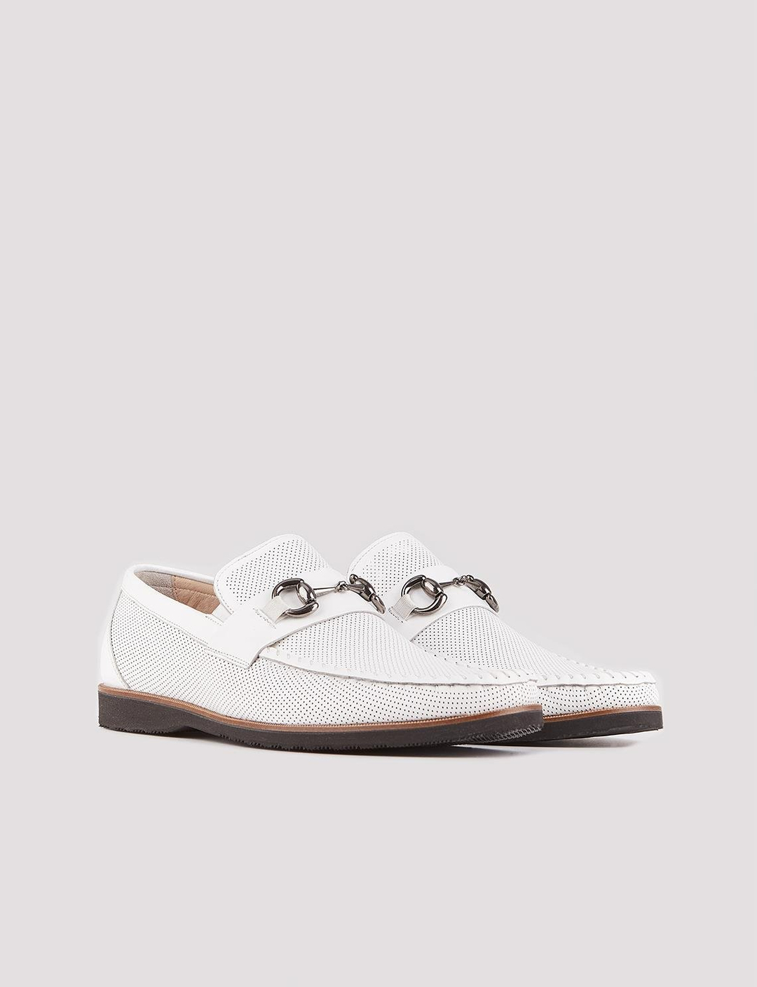 Hakiki Deri Beyaz Erkek Eva Taban Günlük Ayakkabı