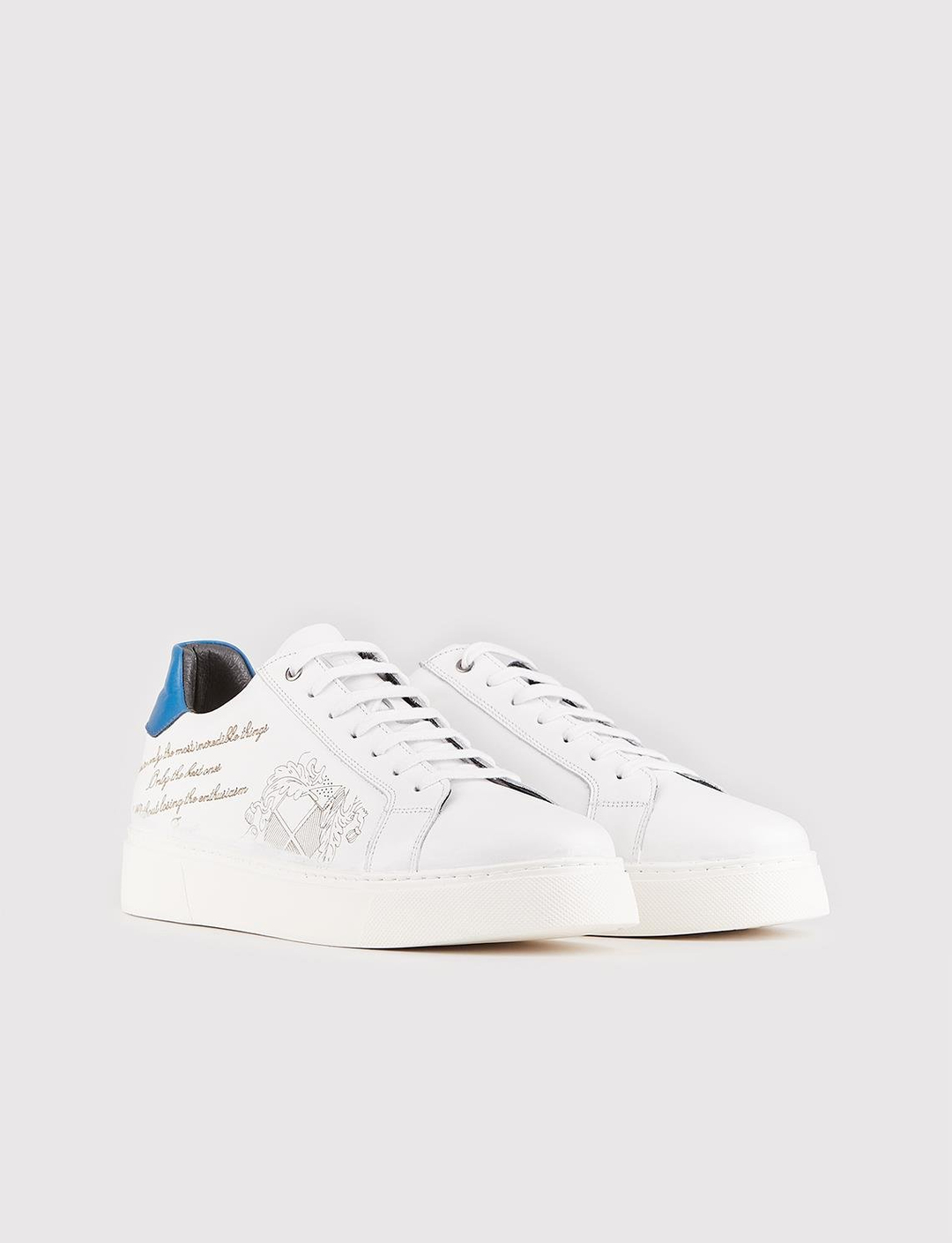 Men White Genuine Leather Low Top Skate Shoes