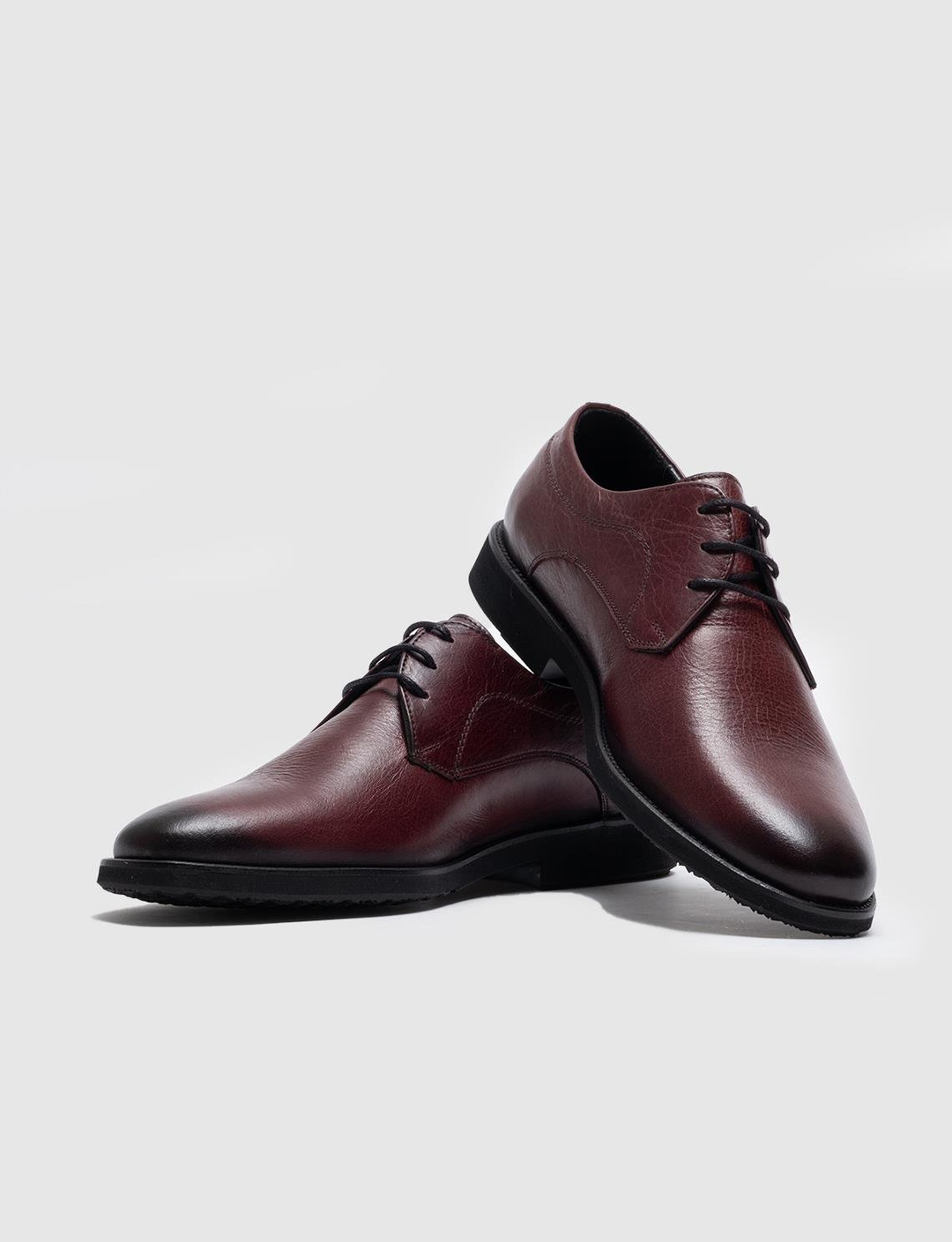 Men Burgundy Genuine Leather Lace Up Casual Shoes