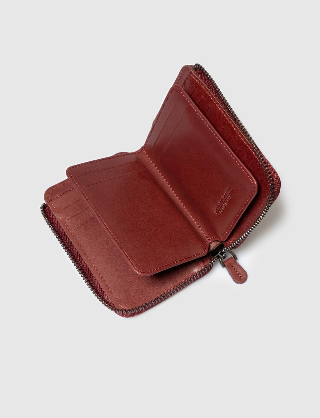 Hakiki Deri Bordo Fermuarlı Kadın Cüzdan