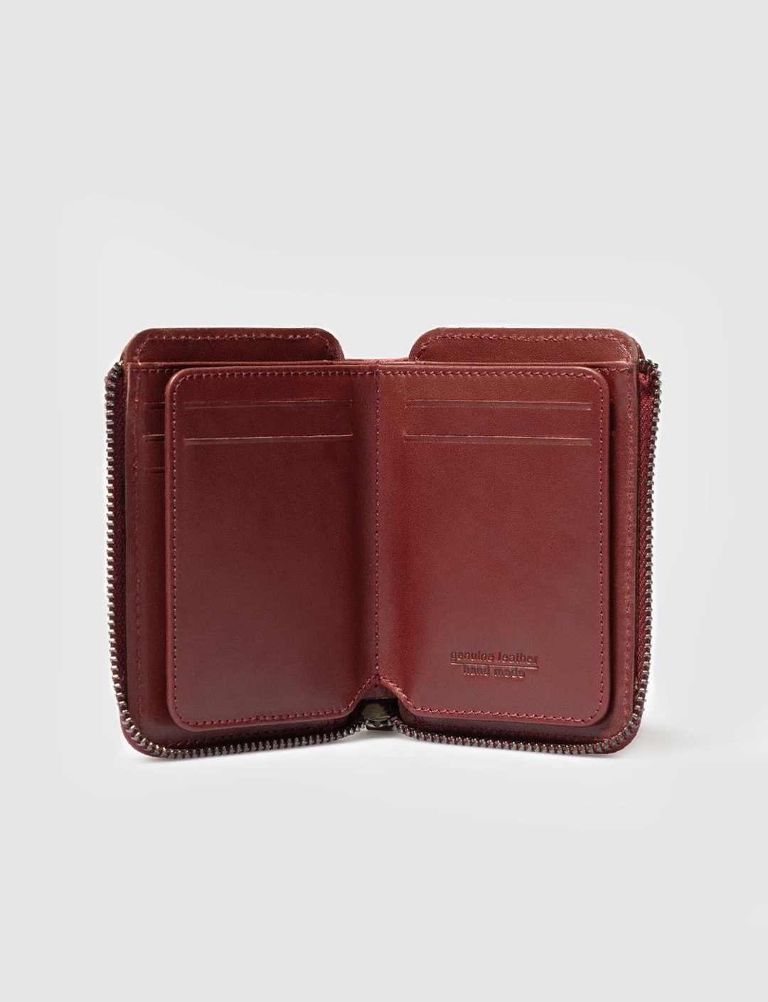 Hakiki Deri Bordo Fermuarlı Kadın Cüzdan