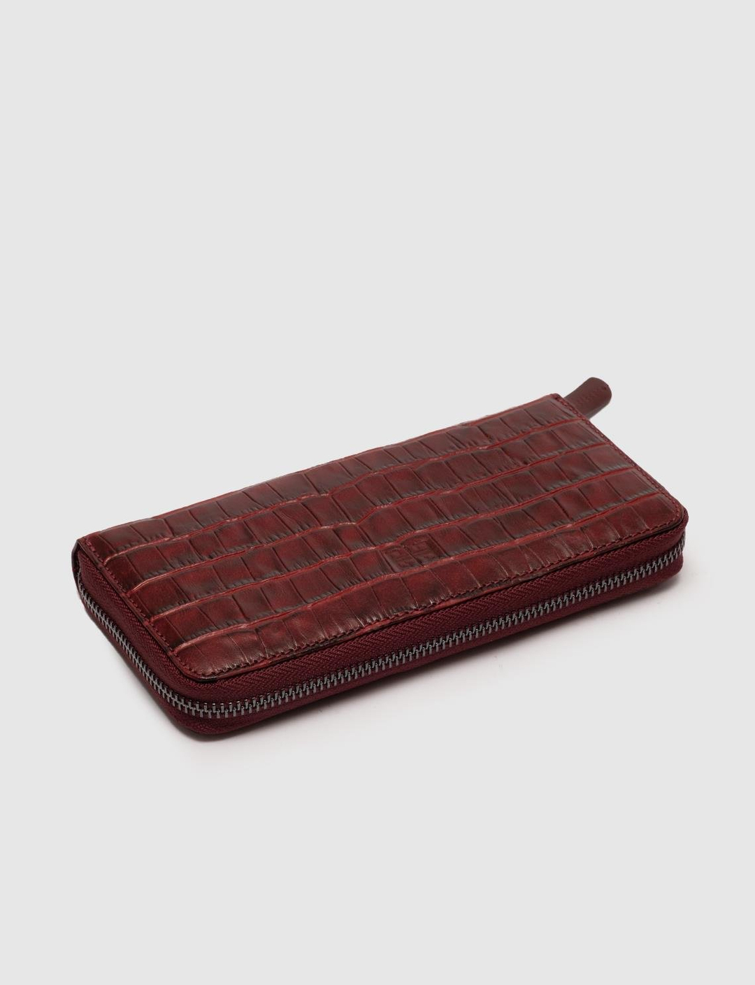 Women Burgundy Genuine Leather Zip Around Wallet