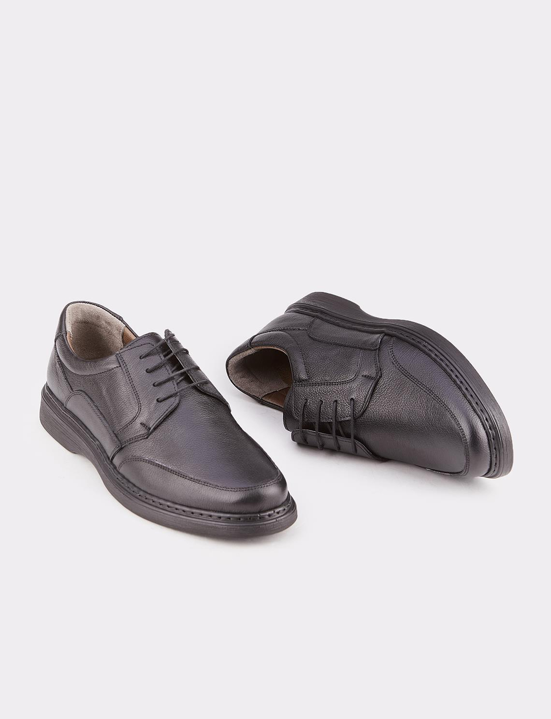 Hakiki Deri Erkek Siyah Bağcıklı Günlük Ayakkabı