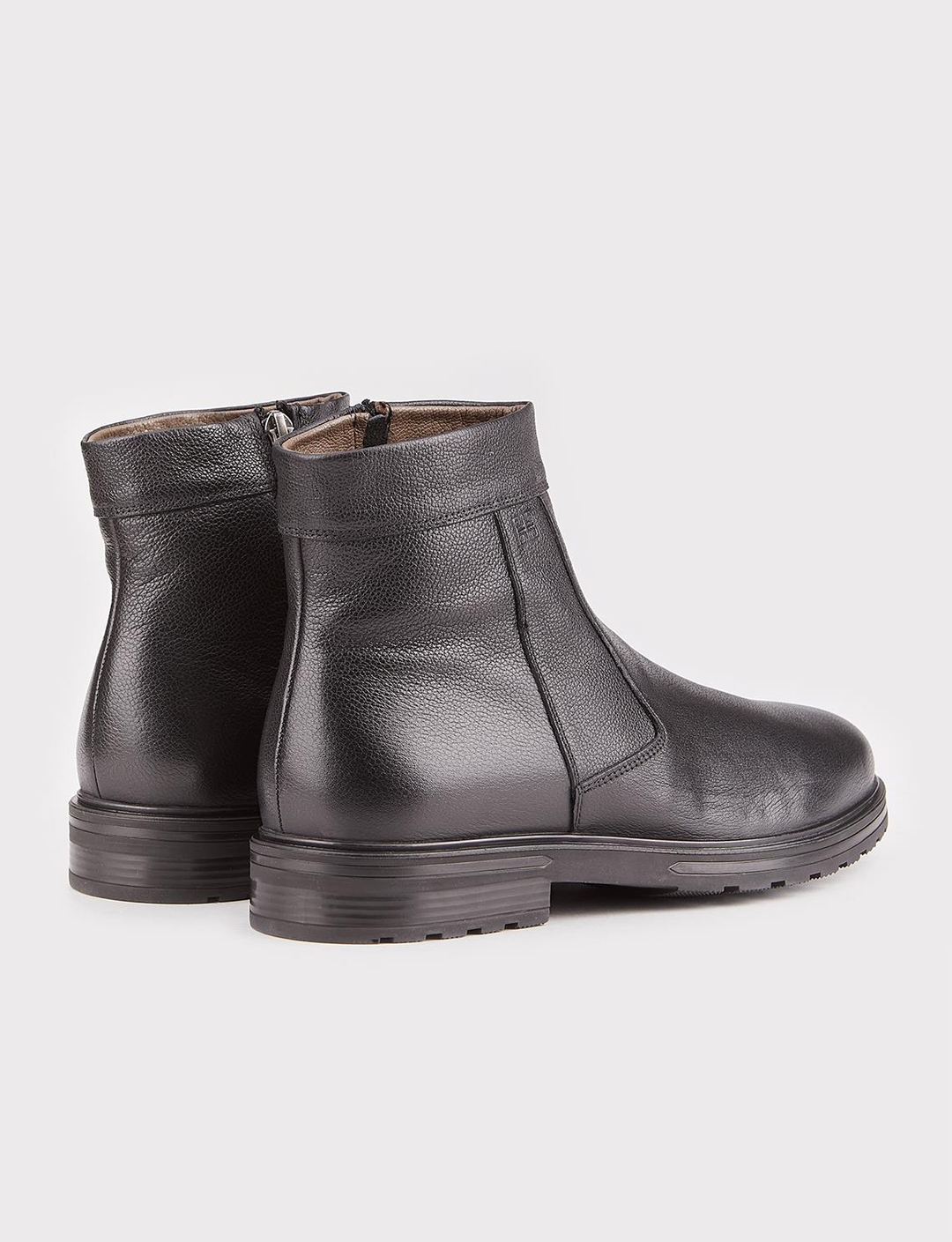 Hakiki Deri Erkek Siyah Kürklü Fermuarlı Günlük Bot