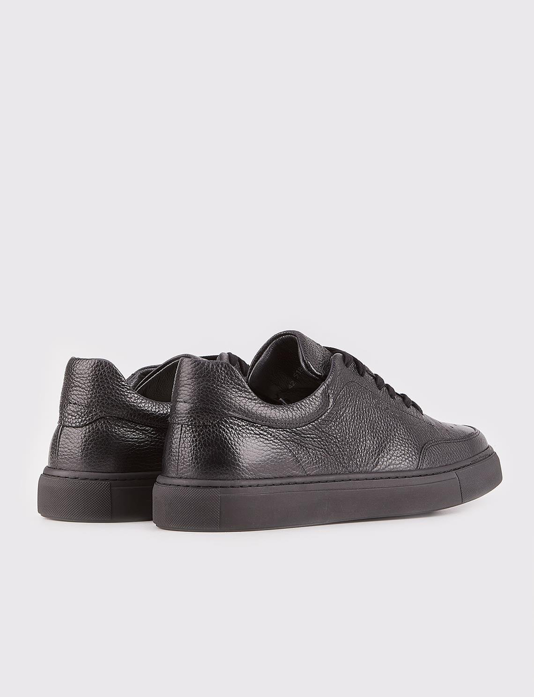 Hakiki Deri Erkek Siyah Spor Bağcıklı Ayakkabı