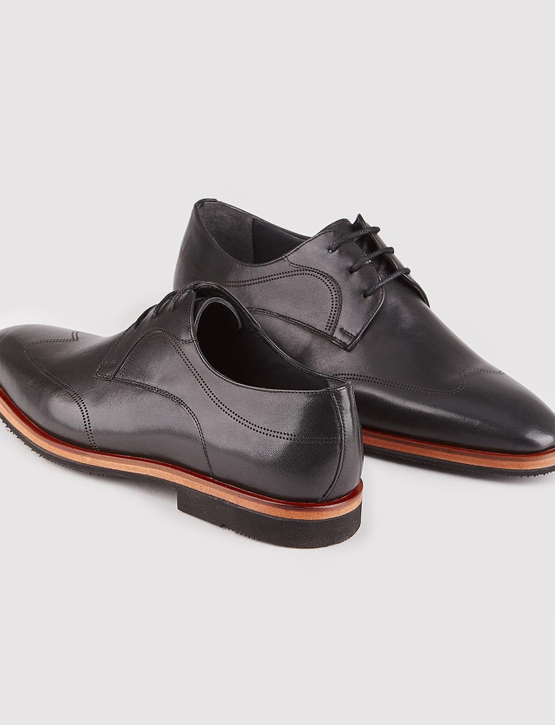 Hakiki Deri Eva Taban Siyah Bağcıklı Erkek Klasik Ayakkabı