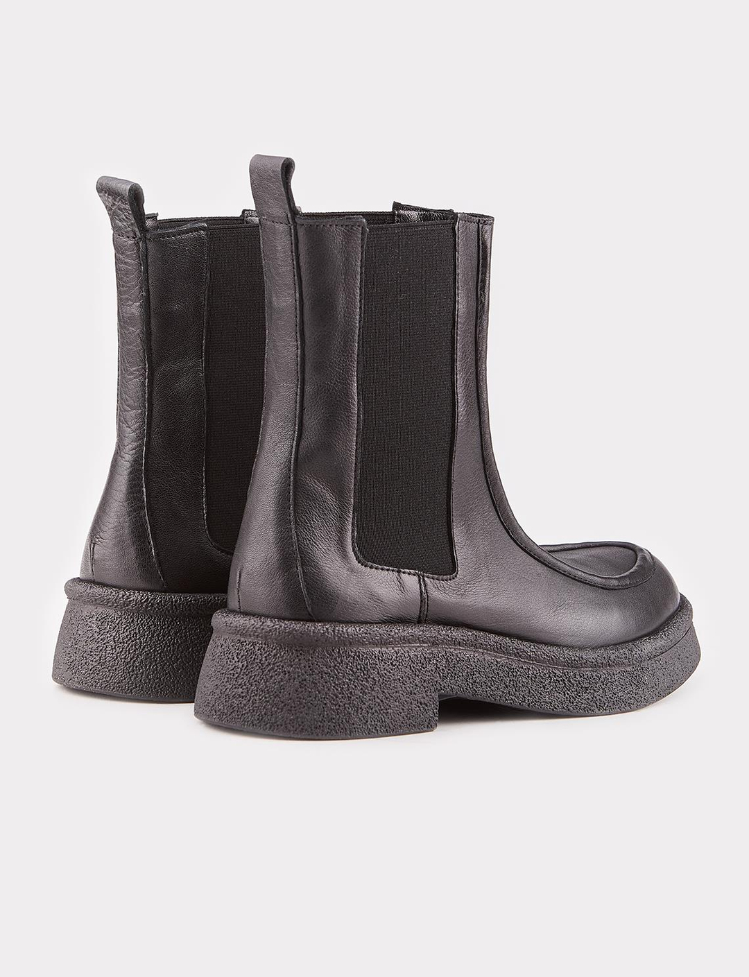 Hakiki Deri Eva Taban Siyah Kadın Günlük Bot