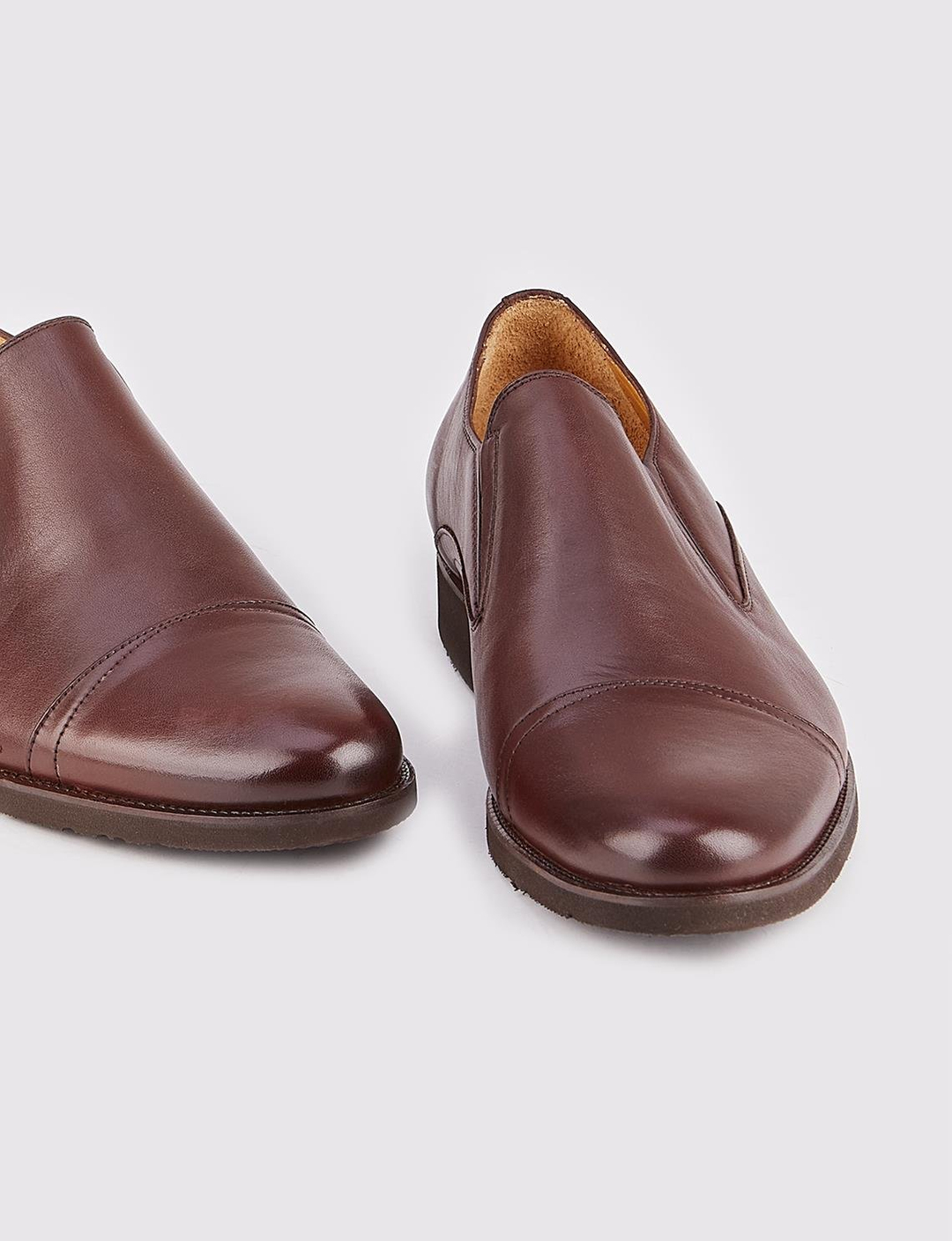 Hakiki Deri Eva Tabanlı Kahverengi Erkek Klasik Ayakkabı