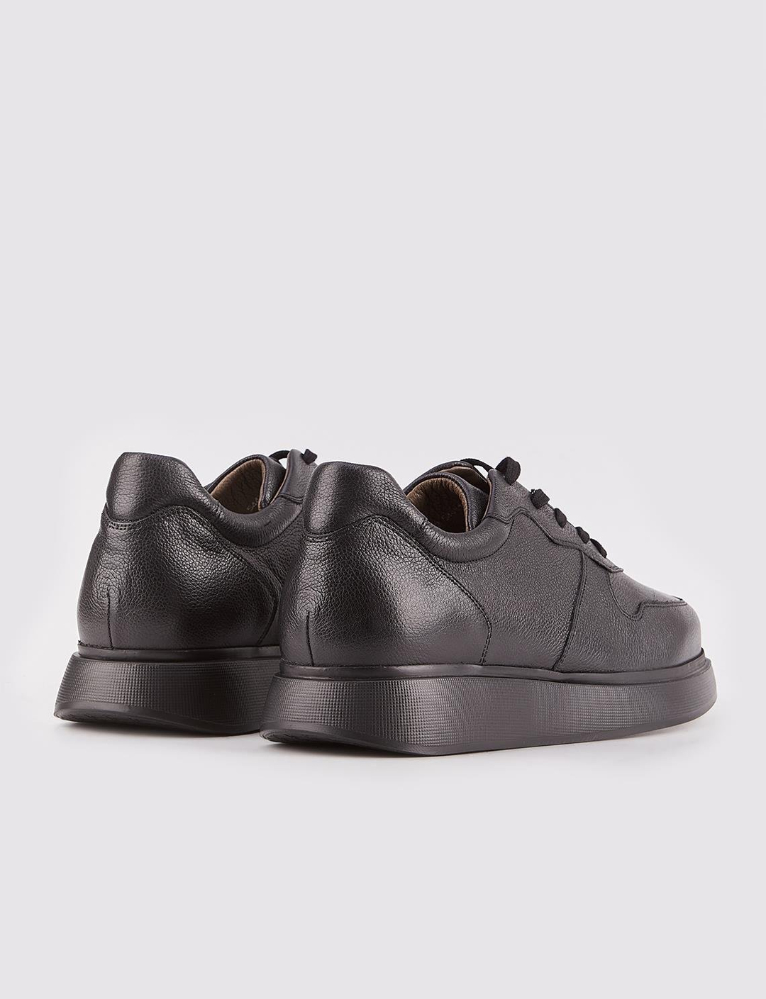 Hakiki Deri Eva Tabanlı Siyah Bağcıklı Erkek Sneaker Spor Ayakkabı