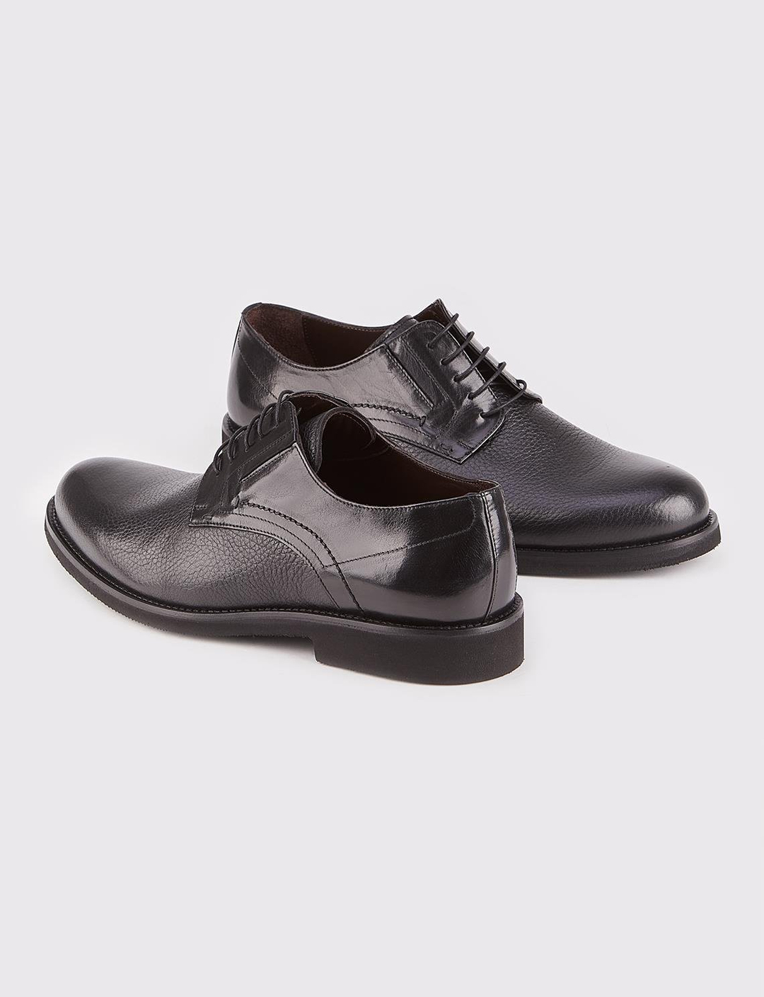 Hakiki Deri Eva Tabanlı Siyah Bağcıklı Erkek Klasik Ayakkabı