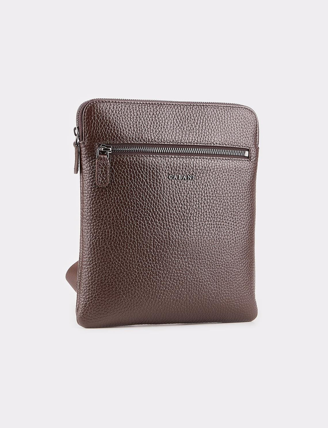 Hakiki Deri Fermuarlı Kahverengi Erkek Postacı Çanta