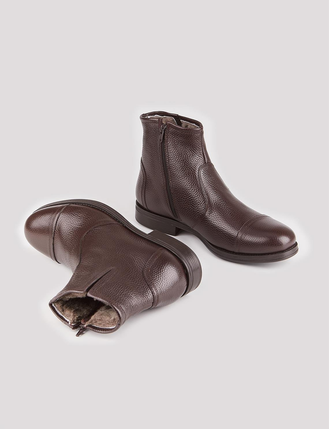 Men Brown Genuine Leather Furly Casual Boots