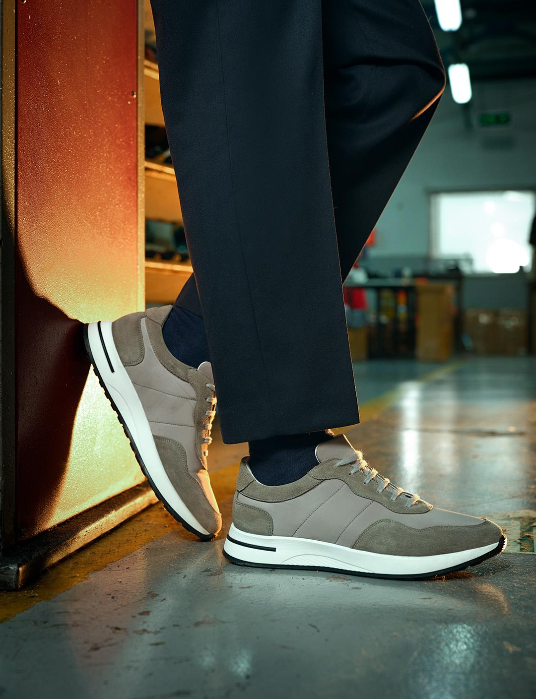 Hakiki Deri Gri Bağcıklı Erkek Spor Ayakkabı