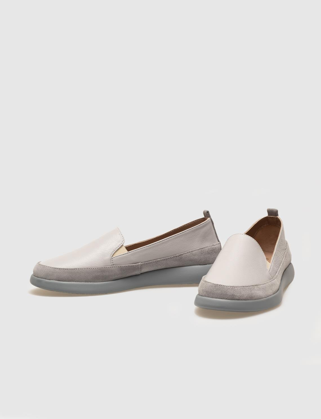 Women Grey Genuine Leather Flat Shoes