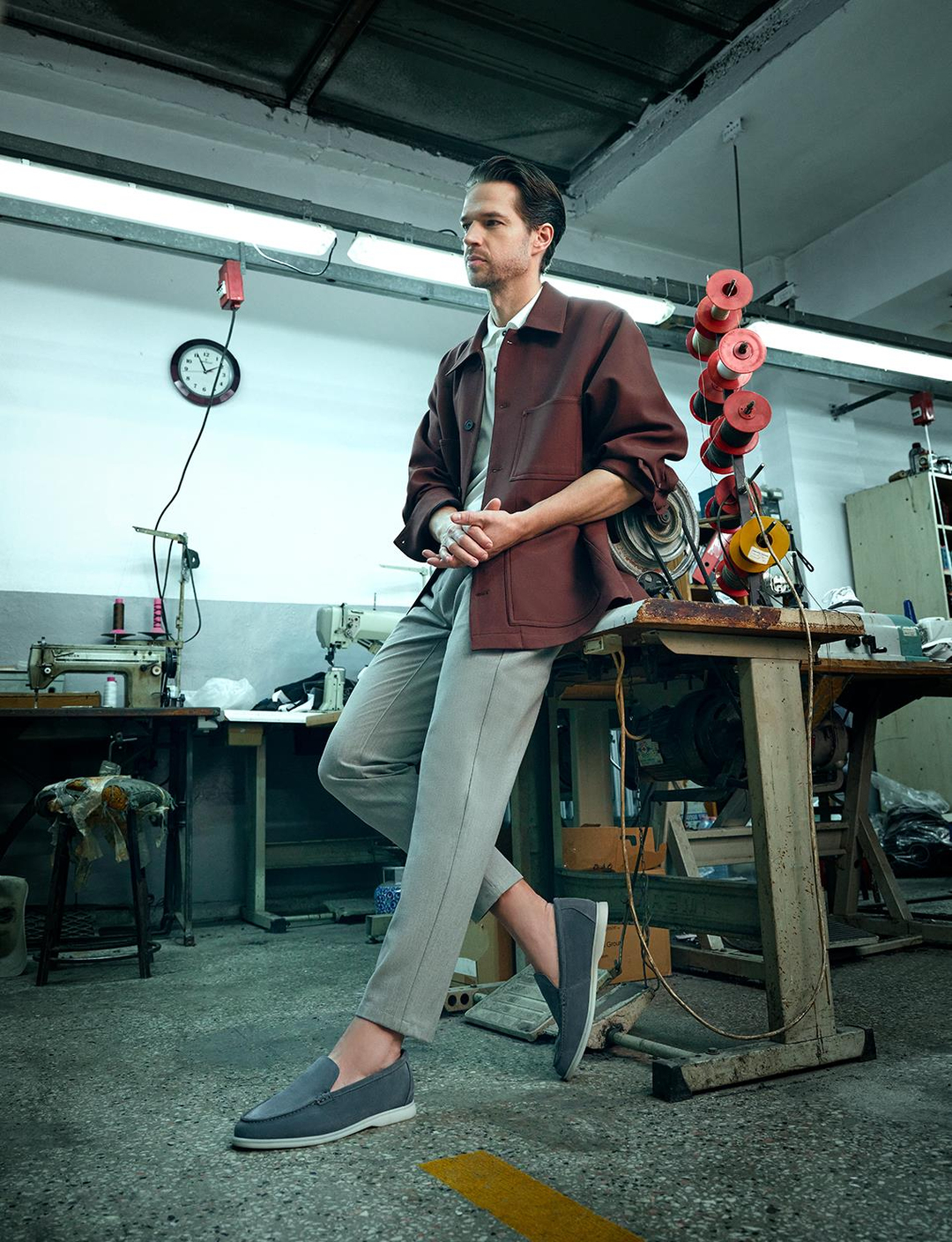 Hakiki Deri Gri Süet Erkek Günlük Ayakkabı