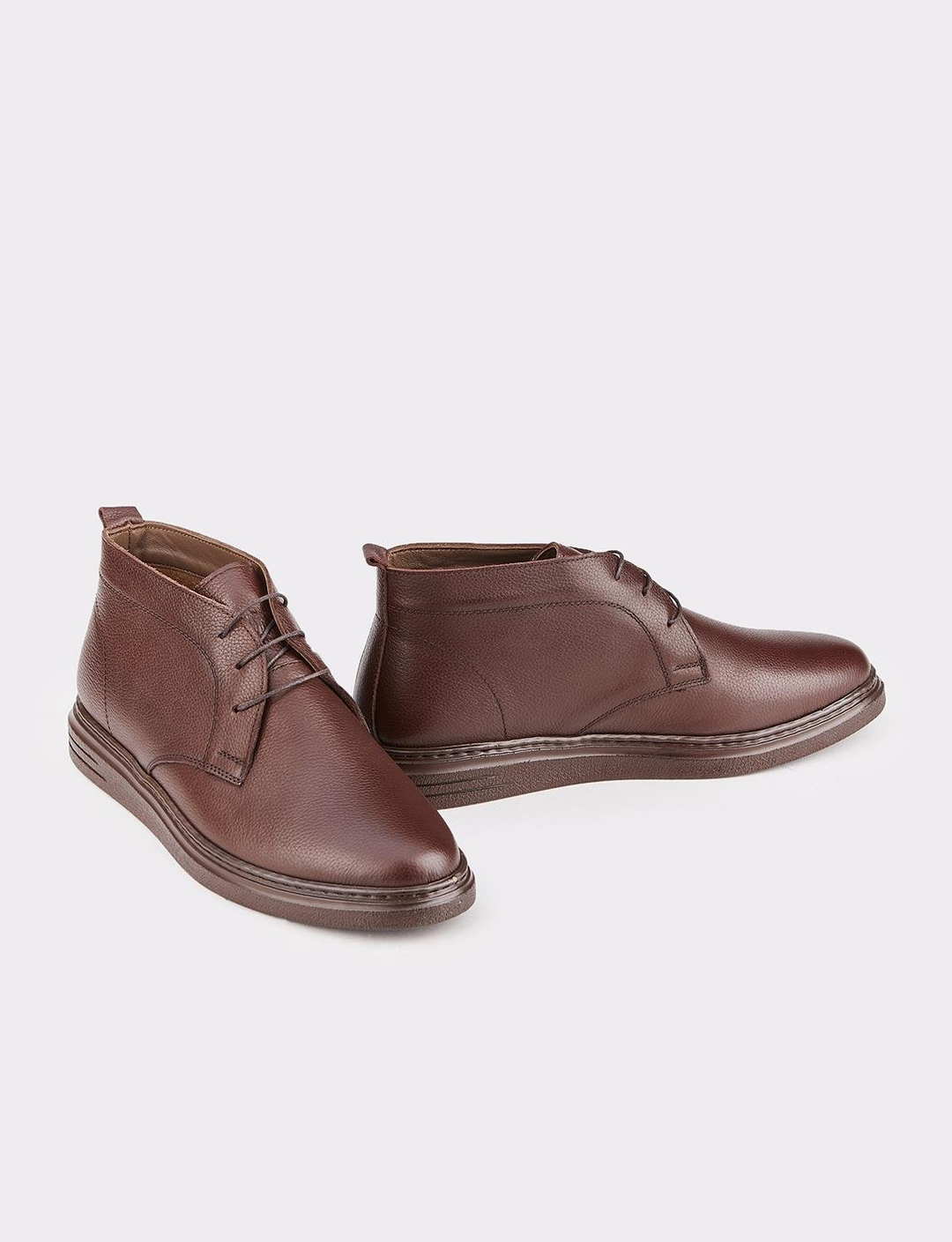 Hakiki Deri Kahverengi Astarlı Bağcıklı Erkek Günlük Bot