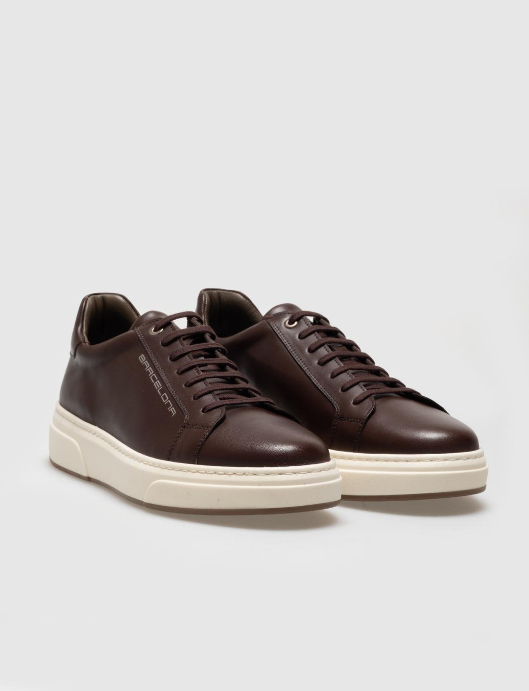 Men Brown Genuine Leather Letter Decor Sneakers