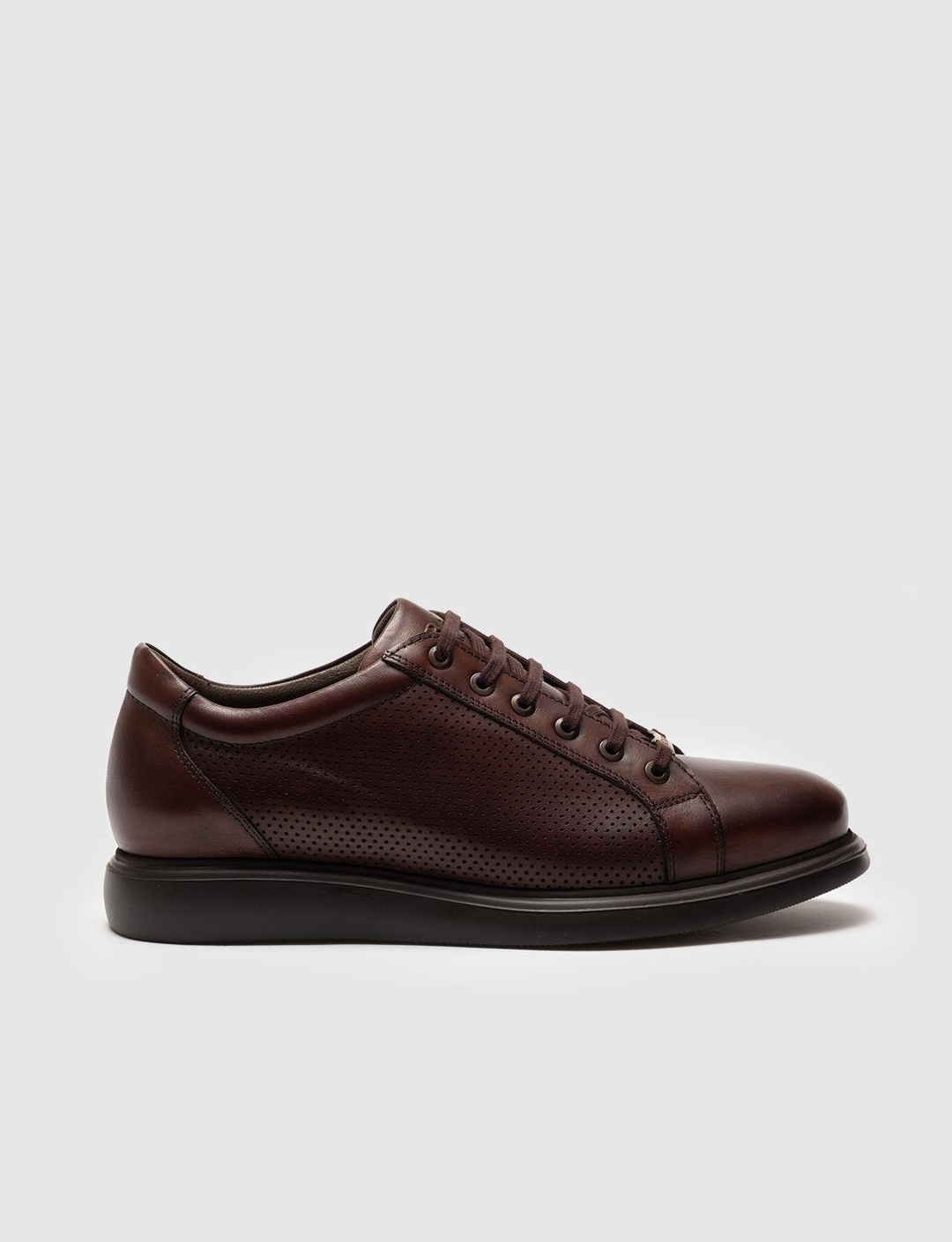 Men Brown Genuine Leather Lace Up Sneakers