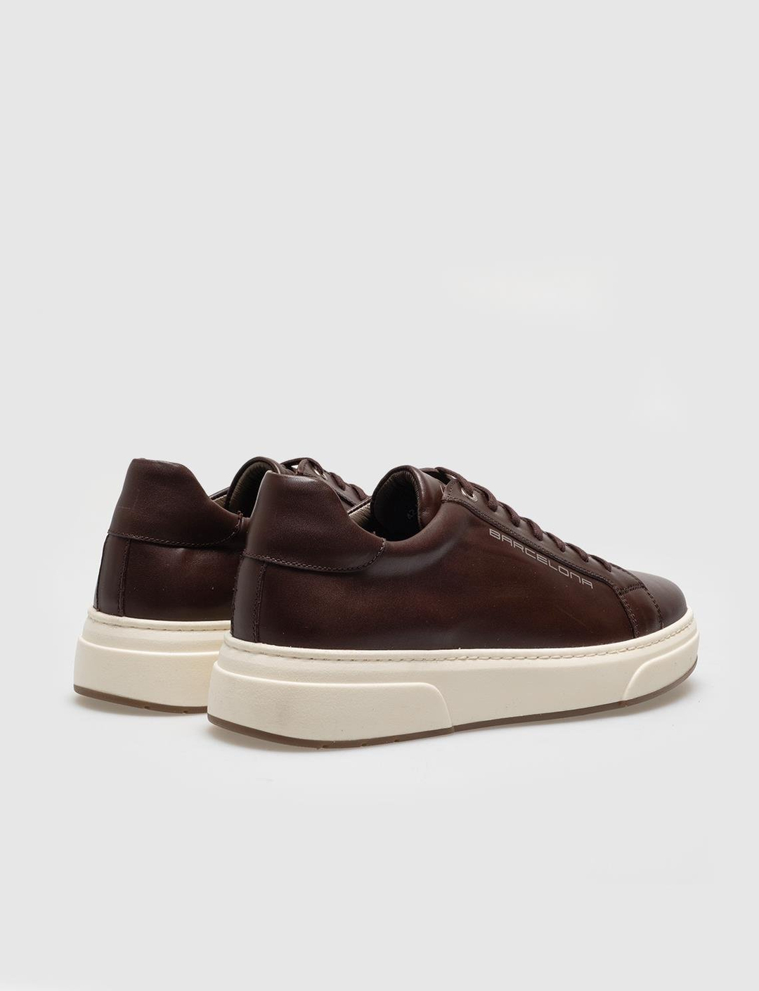 Men Brown Genuine Leather Letter Decor Sneakers