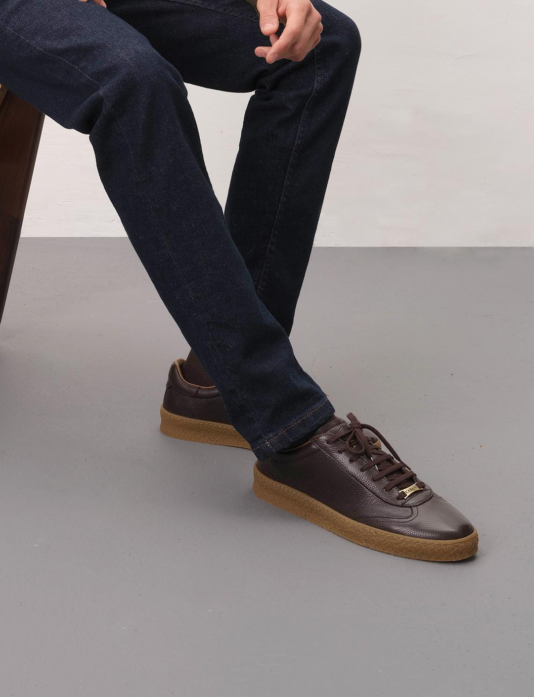 Men Brown Genuine Leather Lace Up Front Sneakers