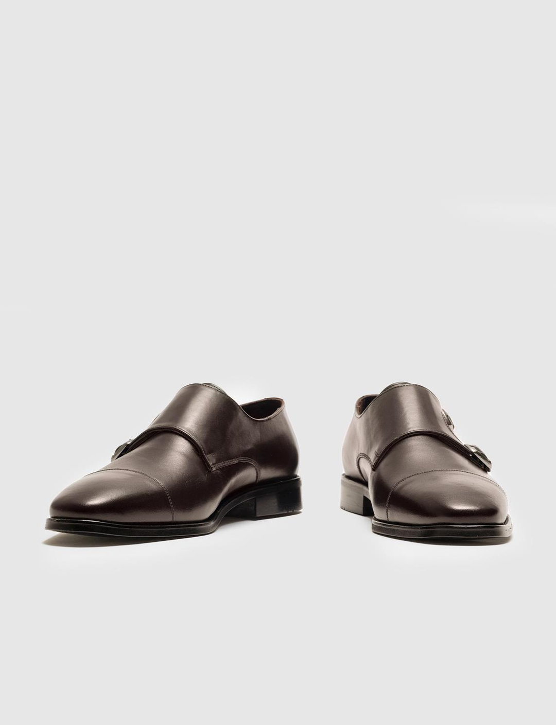 Hakiki Deri Kahverengi Çift Tokalı Erkek Klasik Ayakkabı