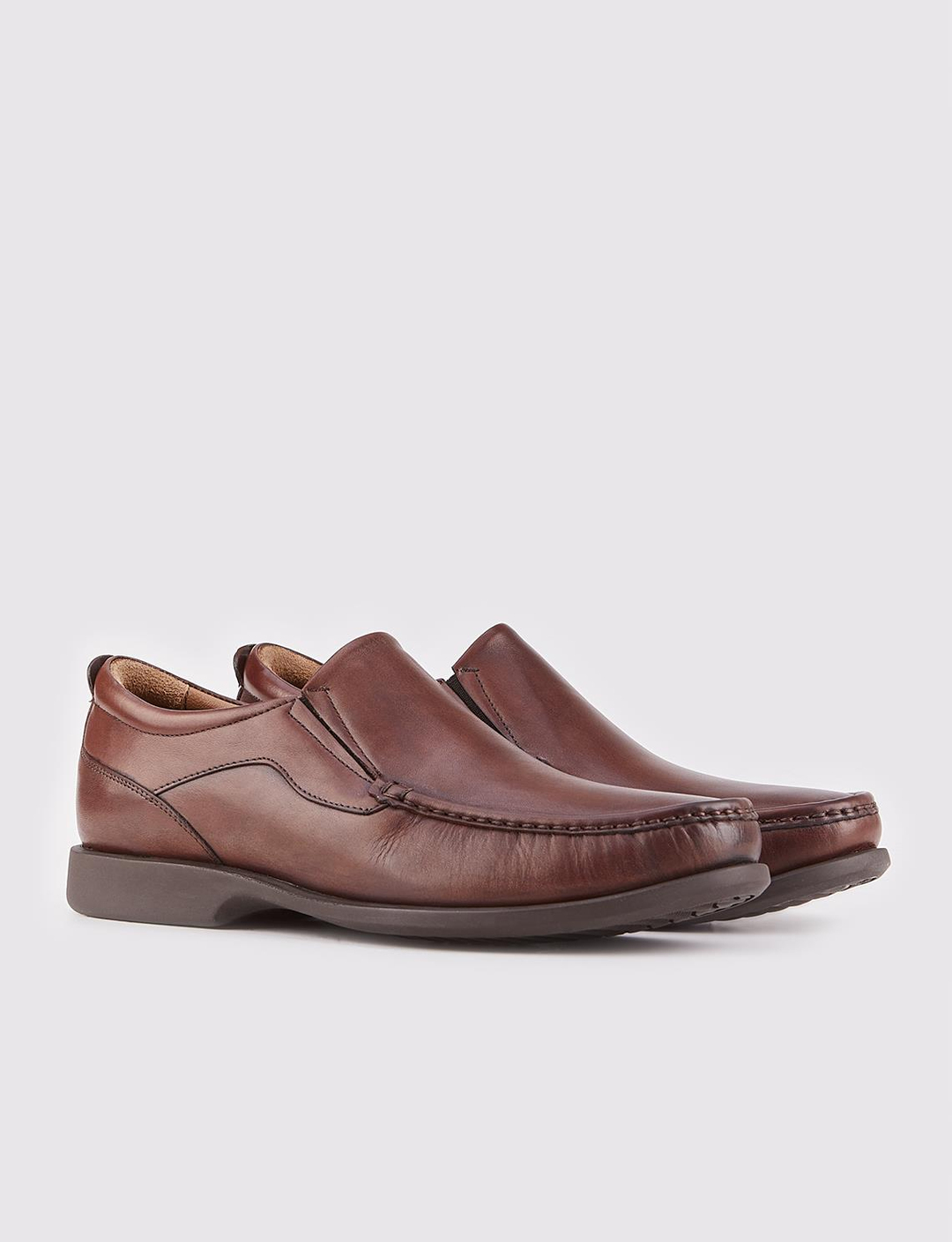 Men Brown Genuine Leather Slip On Casual Shoes