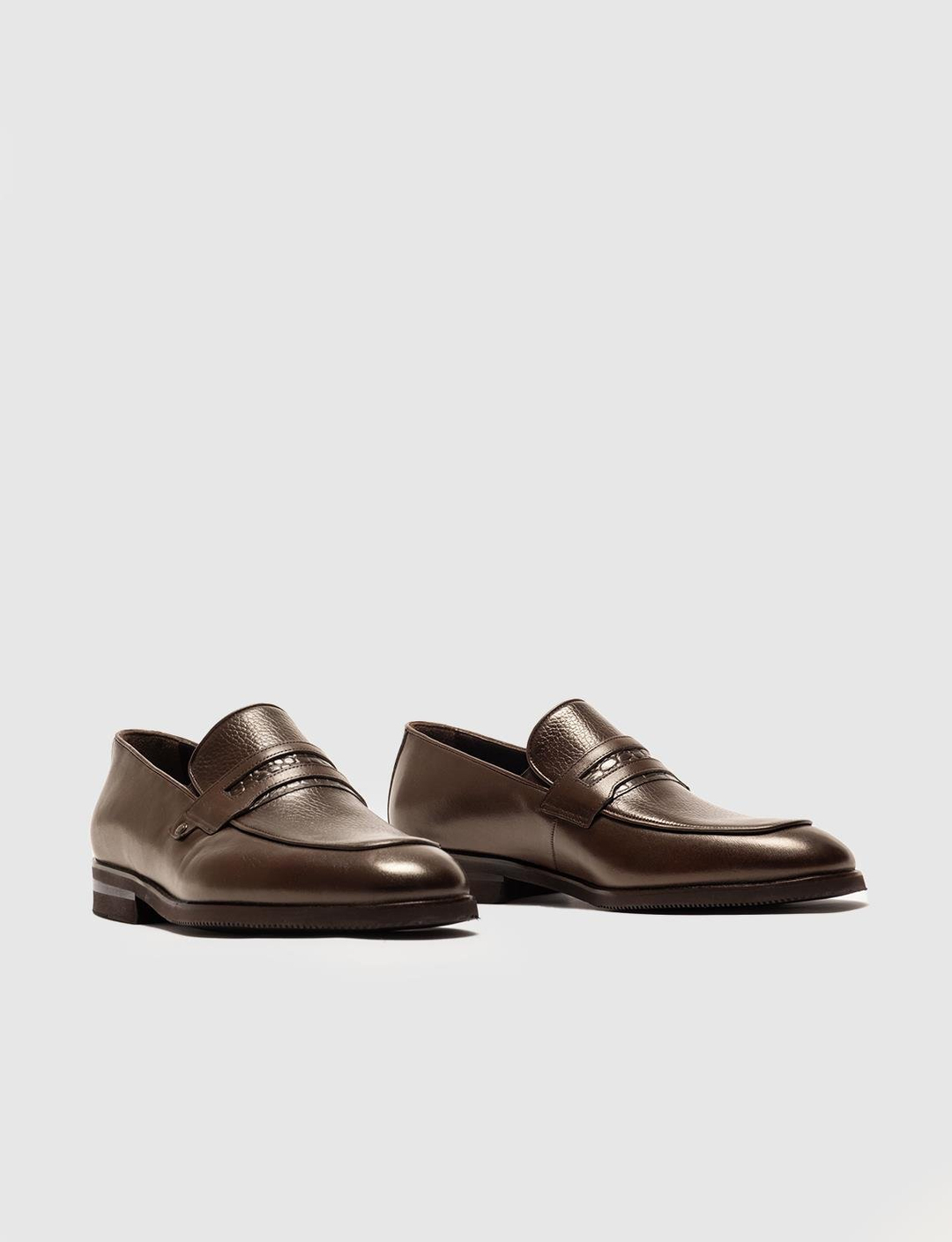 Men Brown Genuine Leather Penny Loafers