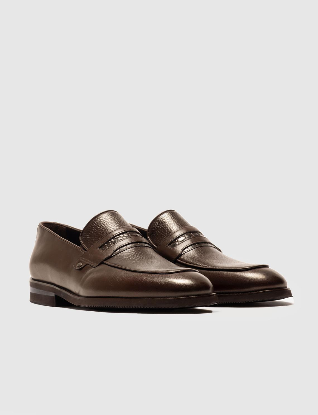 Men Brown Genuine Leather Penny Loafers