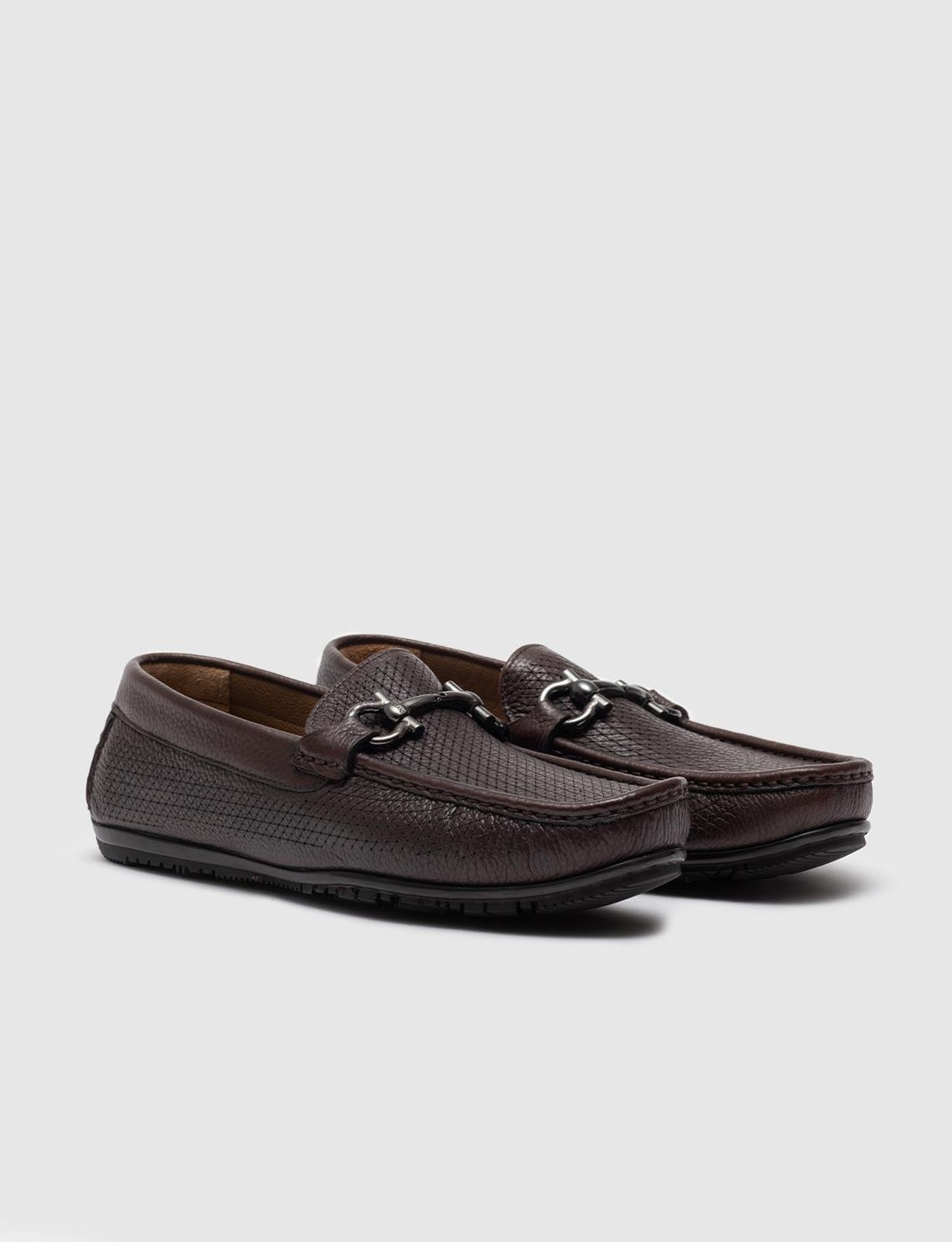 Men Brown Genuine Leather Bit Loafers