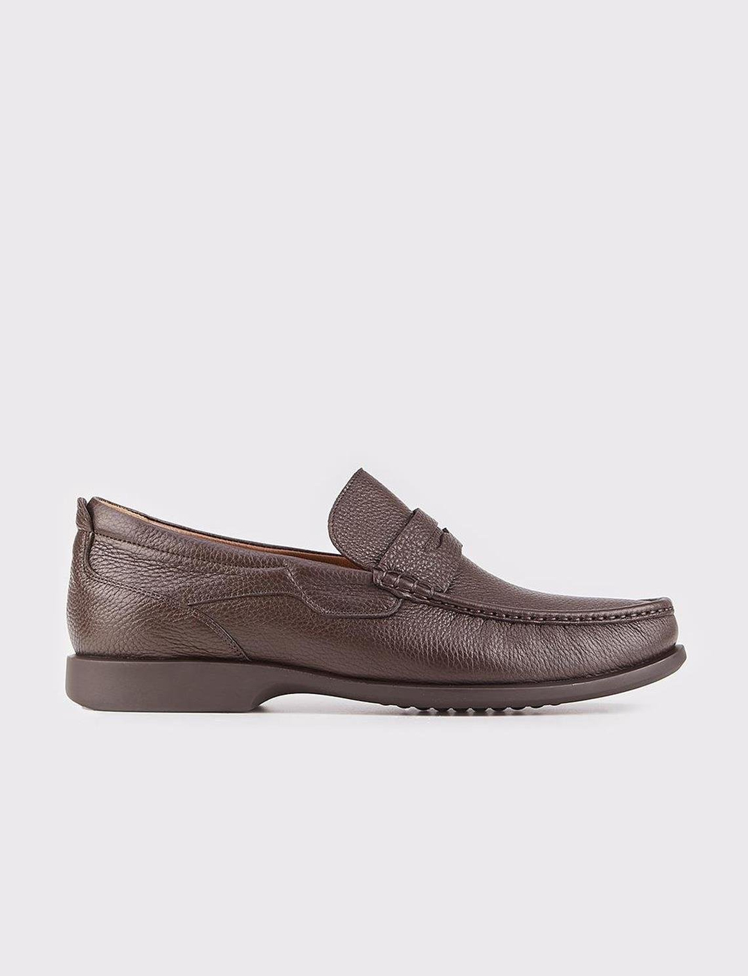 Men Brown Genuine Leather Moc Toe Bit Loafers