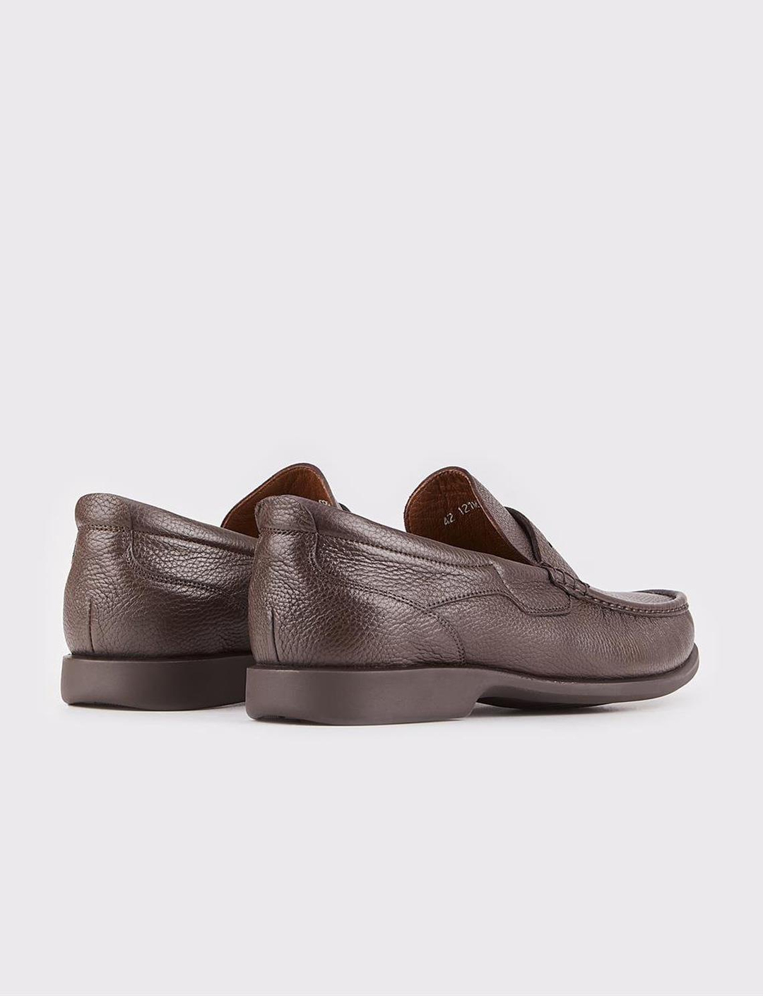 Men Brown Genuine Leather Moc Toe Bit Loafers