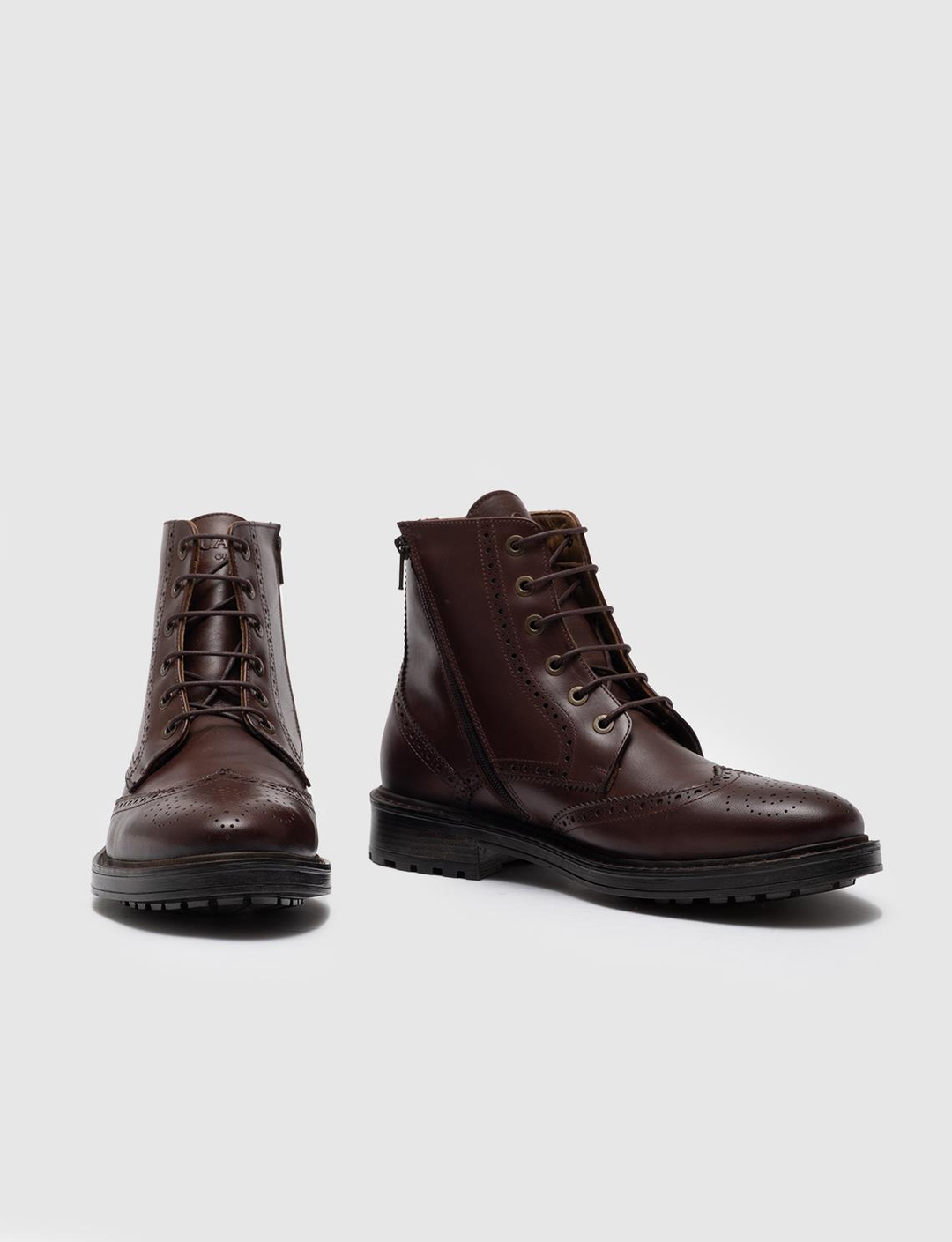Hakiki Deri Kahverengi Fermuarlı Klasik Erkek Günlük Bot