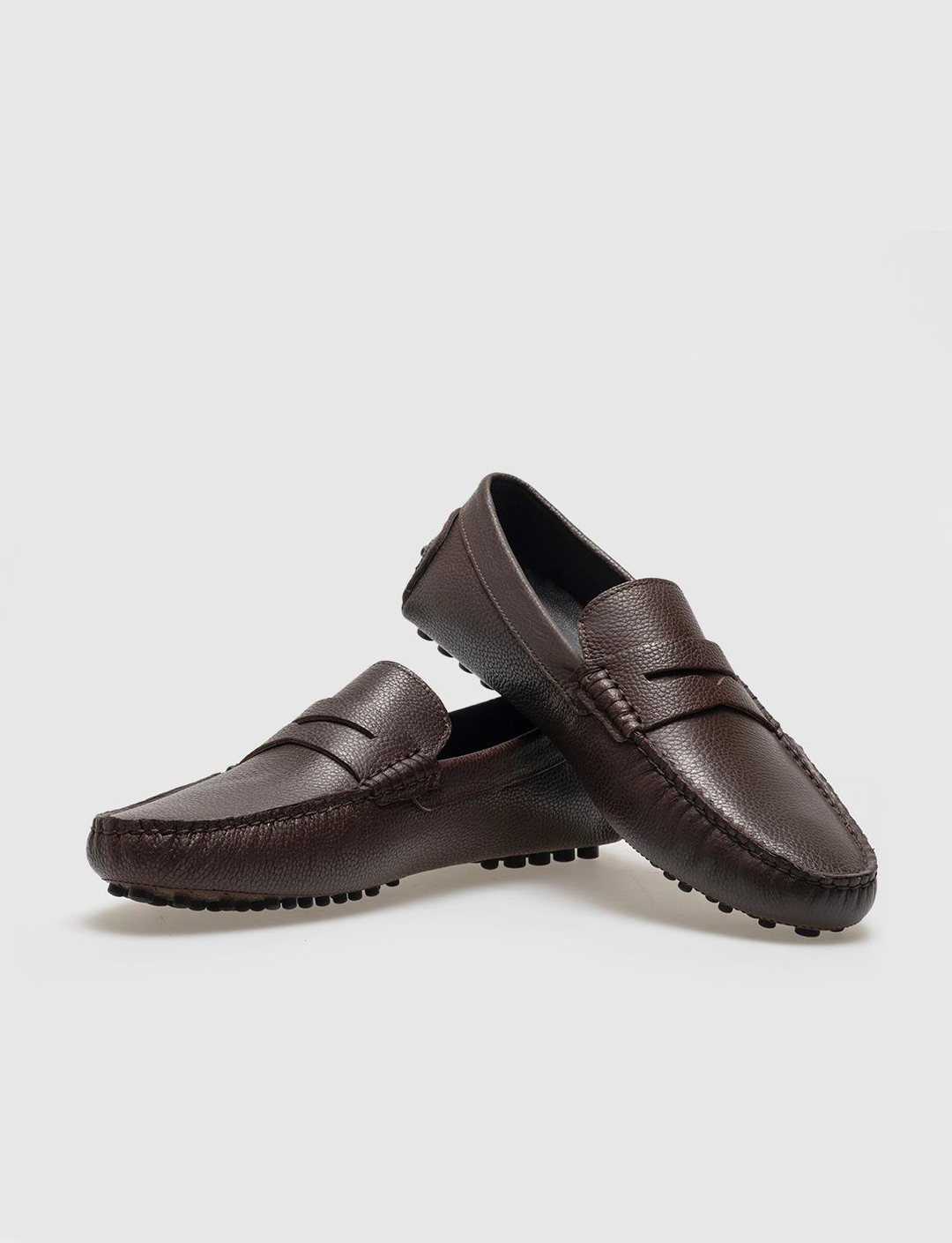 Men Brown Genuine Leather Penny Loafers