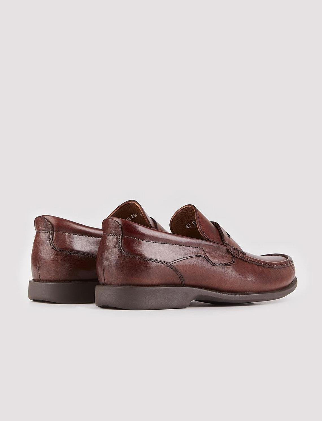 Men Brown Genuine Leather Slip On Penny Loafers
