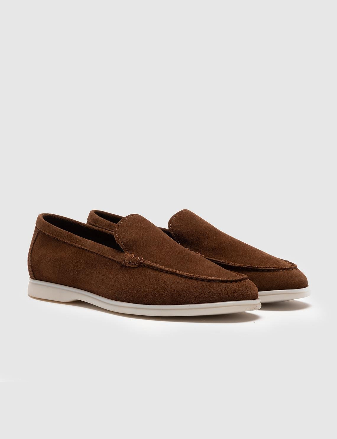 Men Brown Genuine Leather Suede Slip On Casual Shoes