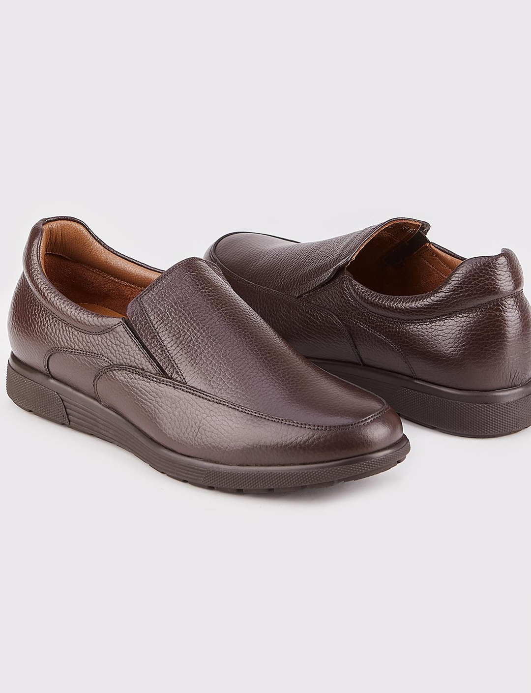 Hakiki Deri Kauçuk Taban Kahverengi Erkek Günlük Ayakkabı