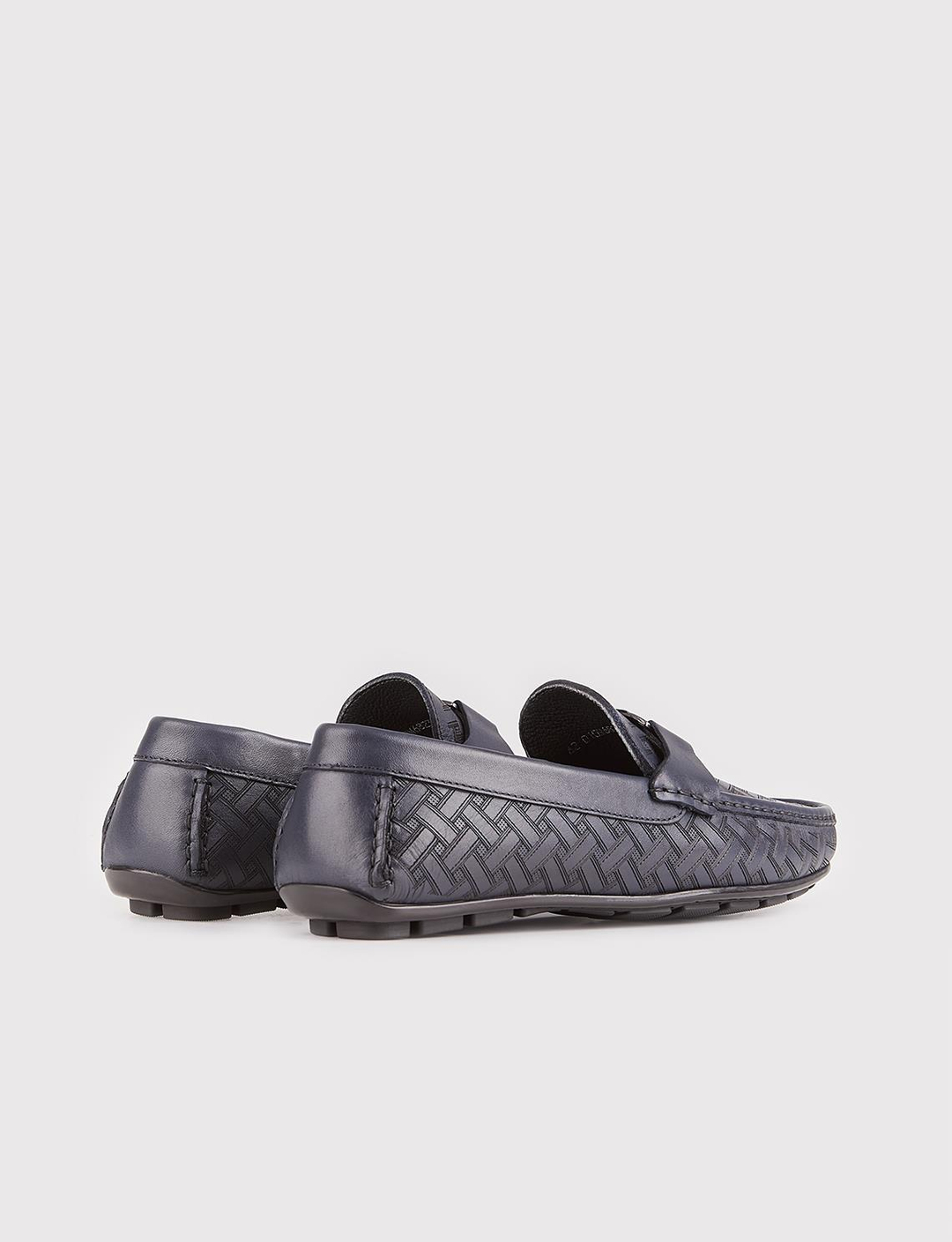 Hakiki Deri Kauçuk Tabanlı Lacivert Erkek Loafer Ayakkabı