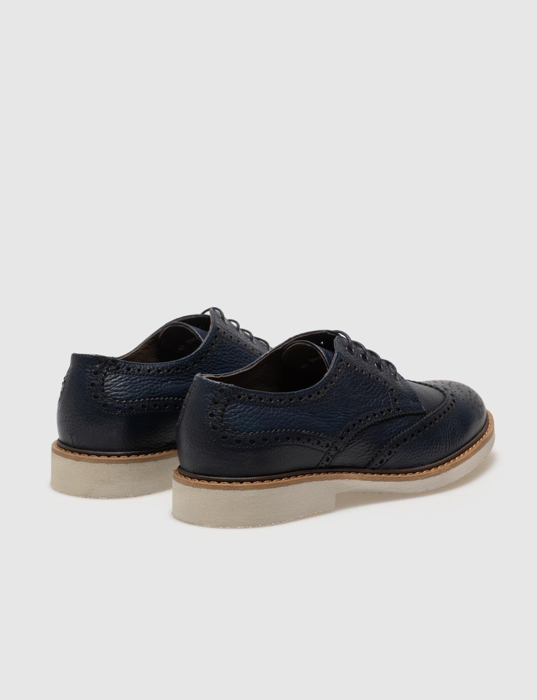Men Navy Blue Genuine Leather Brouge Shoes