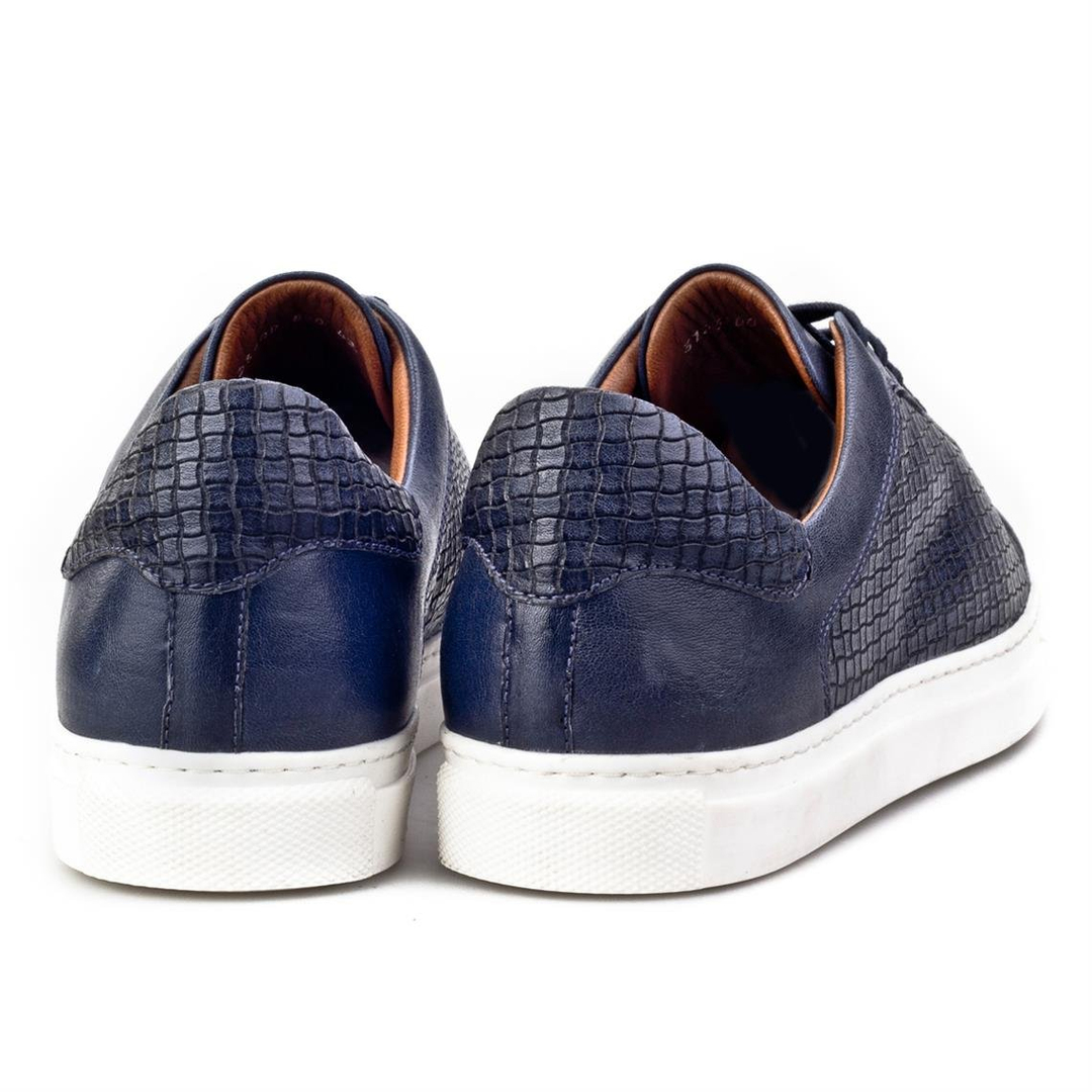 Hakiki Deri Lacivert Bağcıklı Erkek Günlük Ayakkabı