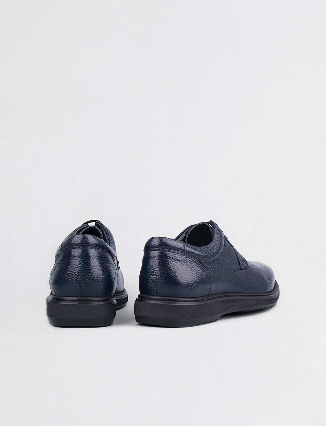 Hakiki Deri Lacivert Bağcıklı Erkek Günlük Ayakkabı