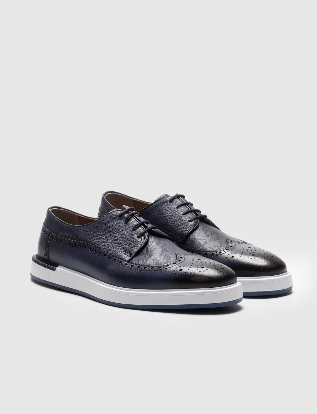 Hakiki Deri Lacivert Bağcıklı Erkek Günlük Ayakkabı