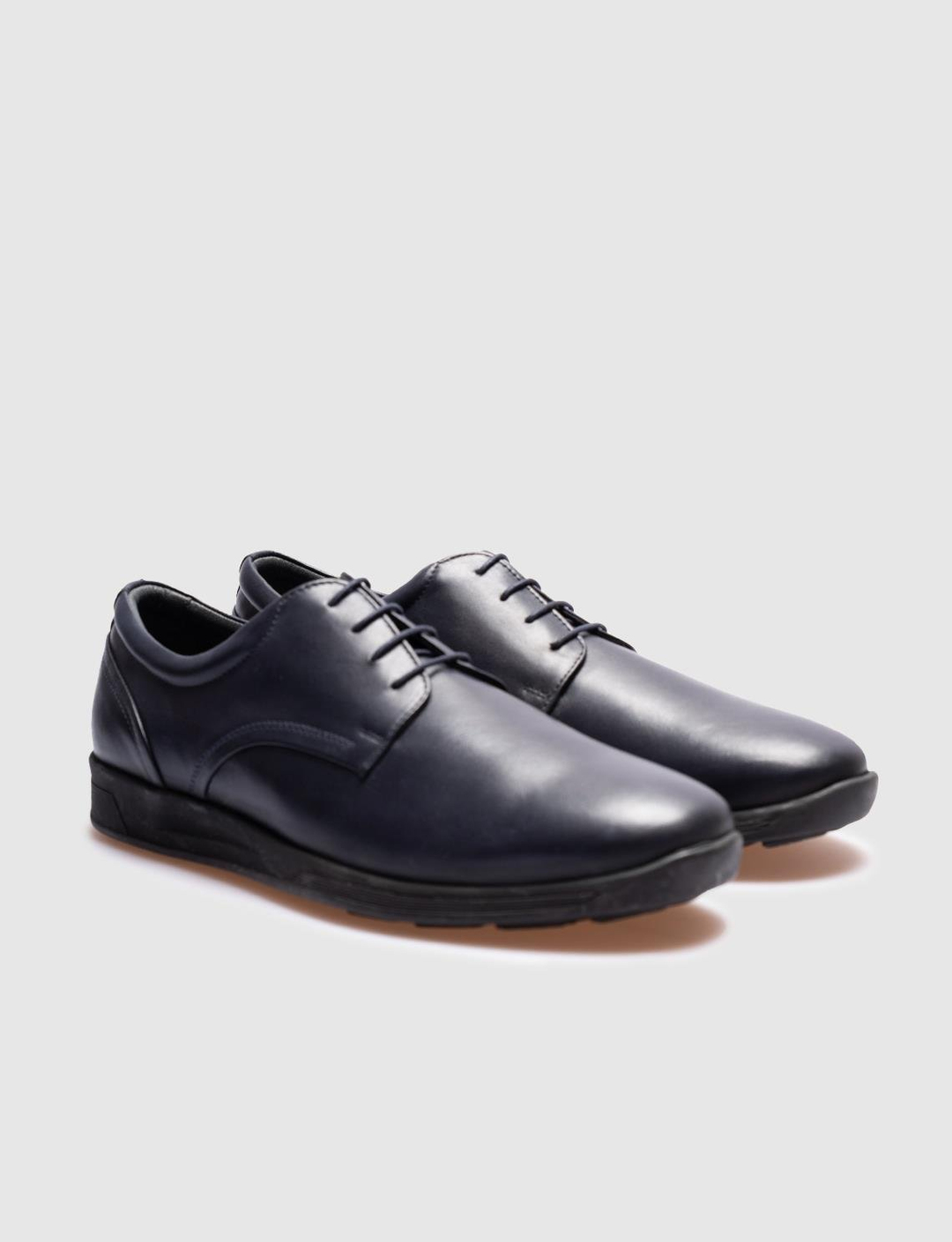 Hakiki Deri Lacivert Bağcıklı Erkek Günlük Ayakkabı