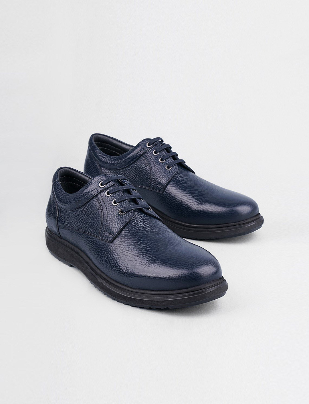 Hakiki Deri Lacivert Bağcıklı Erkek Günlük Ayakkabı