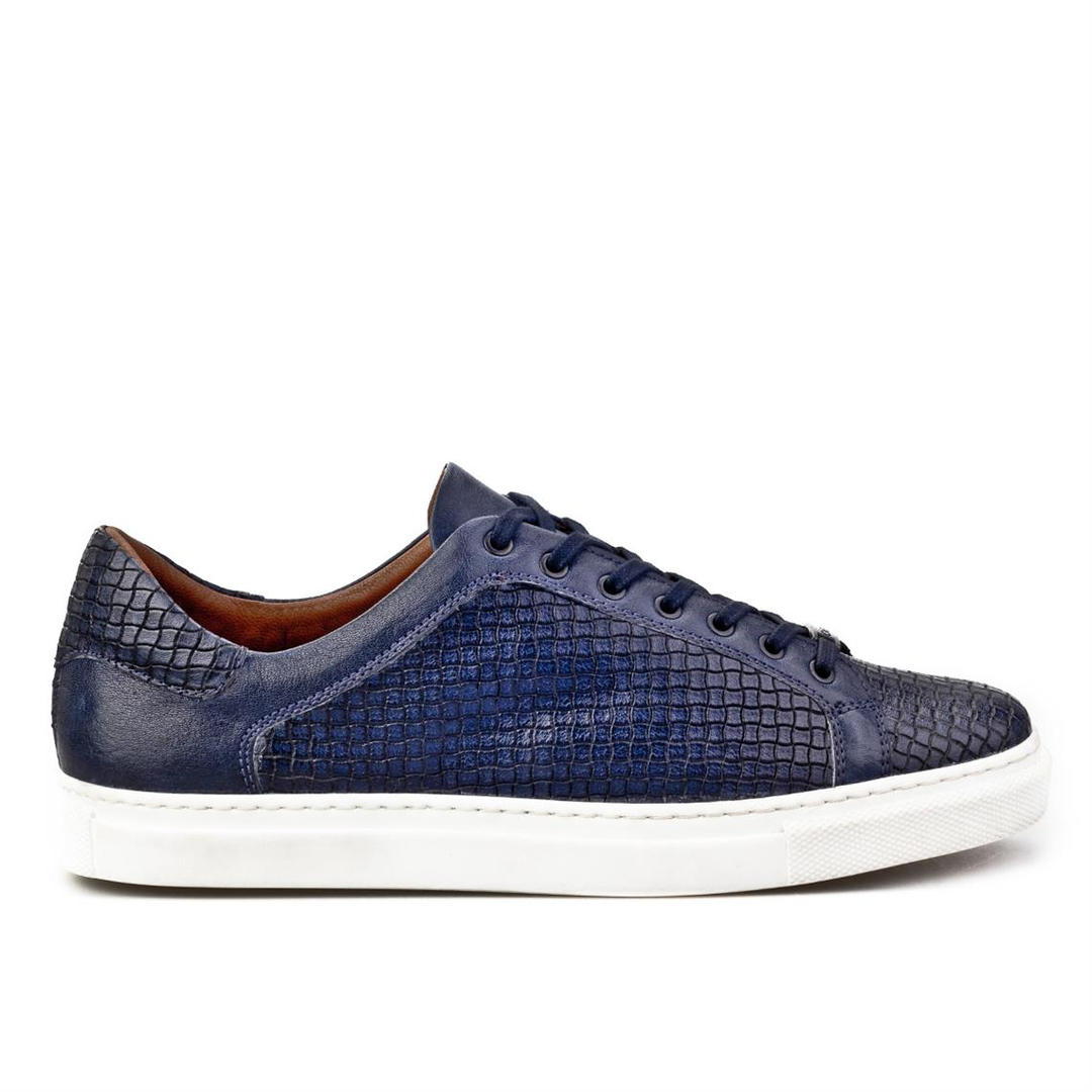 Hakiki Deri Lacivert Bağcıklı Erkek Günlük Ayakkabı