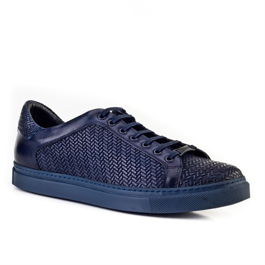 Hakiki Deri Lacivert Bağcıklı Erkek Günlük Ayakkabı