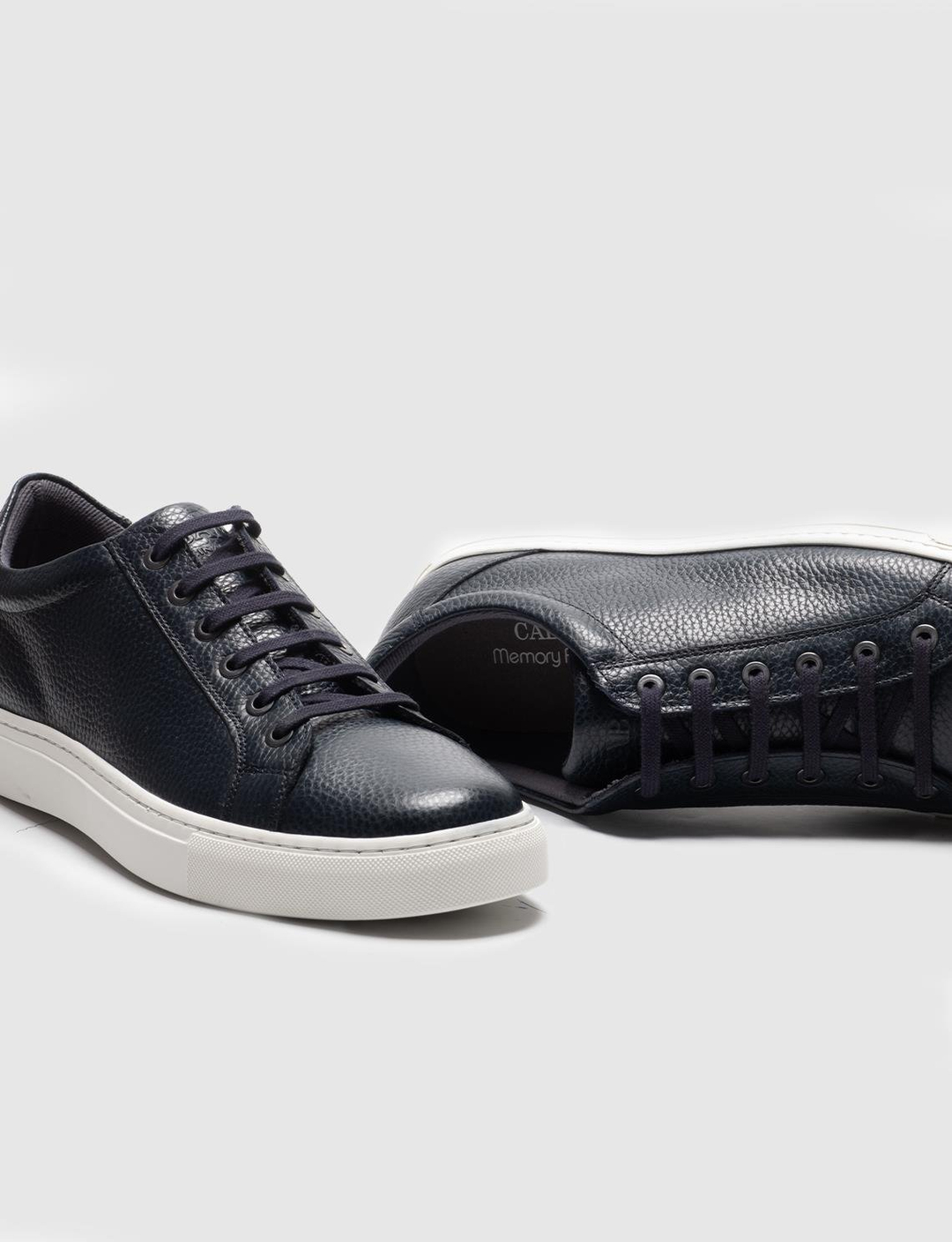 Hakiki Deri Lacivert Bağcıklı Erkek Sneaker Ayakkabı